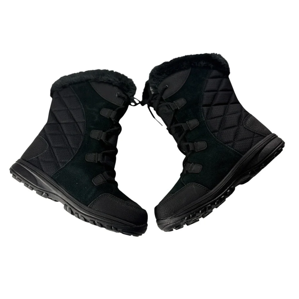 Columbia Ice Maiden II Wide Black Waterproof Snow Boots Womens 7W BK1581-014 NEW